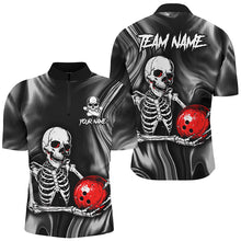 Load image into Gallery viewer, Personalized Bowling Shirt Men Skull Bowling Team Jersey Quarter-Zip Shirt for Bowler QZT418