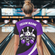 Load image into Gallery viewer, Custom Purple Skull Bowling Shirt Polo Bowling Jersey for Men Women Bowling Outfit QZT671
