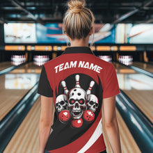 Load image into Gallery viewer, Custom Red Skull Bowling Shirt Polo Bowling Jersey for Men Women Bowling Outfit QZT671