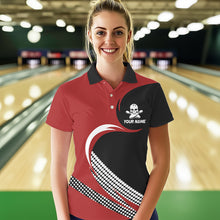 Load image into Gallery viewer, Custom Red Skull Bowling Shirt Polo Bowling Jersey for Men Women Bowling Outfit QZT671