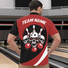 Load image into Gallery viewer, Custom Red Skull Bowling Shirt Quarter-Zip Bowling Jersey for Men Women Bowling Outfit QZT671