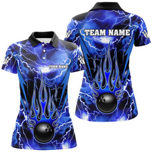 Load image into Gallery viewer, Personalized Thunder Bowling Shirt for Women Flame Bowling Team Jersey Polo Shirt QZT277