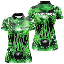 Load image into Gallery viewer, Personalized Thunder Bowling Shirt for Women Flame Bowling Team Jersey Polo Shirt QZT277