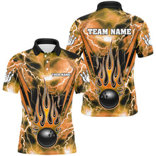 Load image into Gallery viewer, Personalized Thunder Bowling Shirt for Men Flame Bowling Team Jersey Polo Shirt QZT277