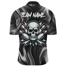 Load image into Gallery viewer, Skull Bowling Shirt Personalized Bowling Team League Skull 1/4 Zip Shirt for Men QZT285