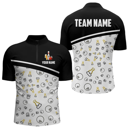 Custom Beer Bowling Shirt for Men Women Quarter-Zip Bowling Team Jersey QZT612
