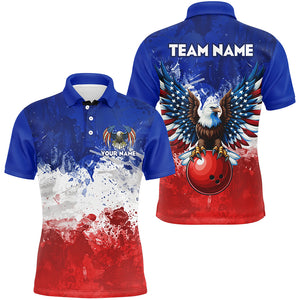 Eagle Bowling Shirt Patriotic Polo Bowling Jersey for Men US Bowling Gift for Bowlers QZT298