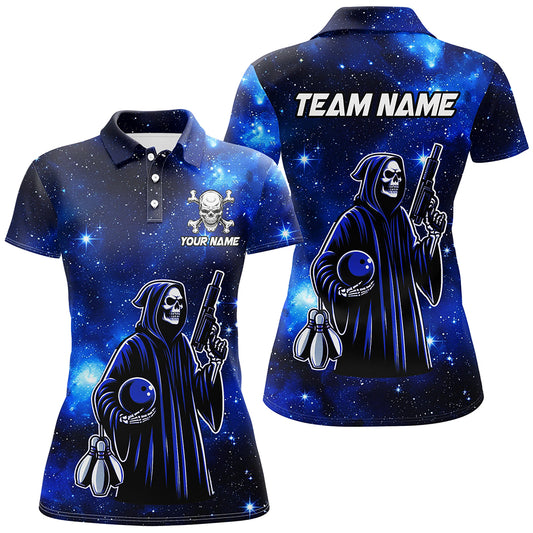 Personalized Bowling Shirt for Women Skull Bowling Team League Polo Shirt Unisex QZT301