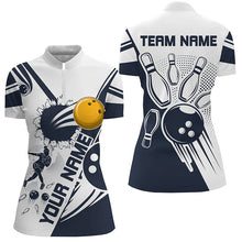 Load image into Gallery viewer, Personalized Bowling Shirt for Women Bowling Team League 1/4 Zip Shirt for Women QZT408