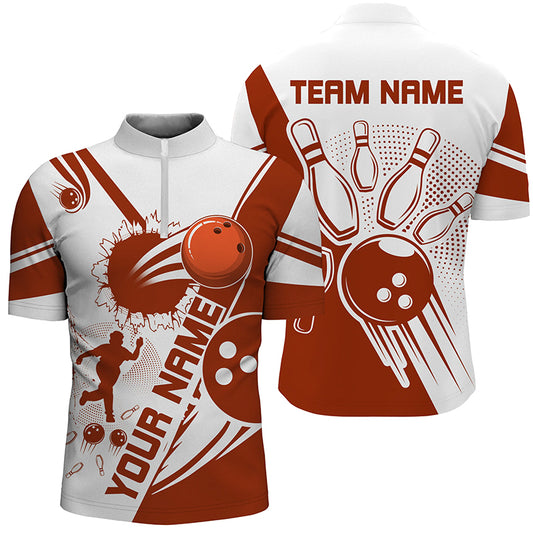Personalized Bowling Shirt for Men Bowling Team League 1/4 Zip Shirt for Men QZT408