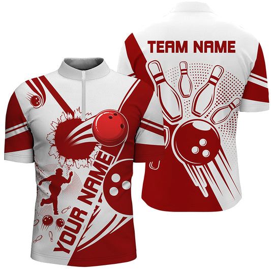 Personalized Bowling Shirt for Men Bowling Team League 1/4 Zip Shirt for Men QZT408