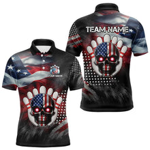 Load image into Gallery viewer, US Flag Bowling Polo Shirt for Men and Women Custom Bowling Team League QZT600