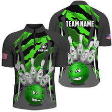 Load image into Gallery viewer, Custom Camo Bowling Shirt Men Bowling Team Jersey 1/4 Zip Muticolor QZT457