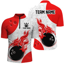 Load image into Gallery viewer, Men Flame Bowling Shirt Custom Orange Bowling Jerseys Team League Quarter-Zip QZT283
