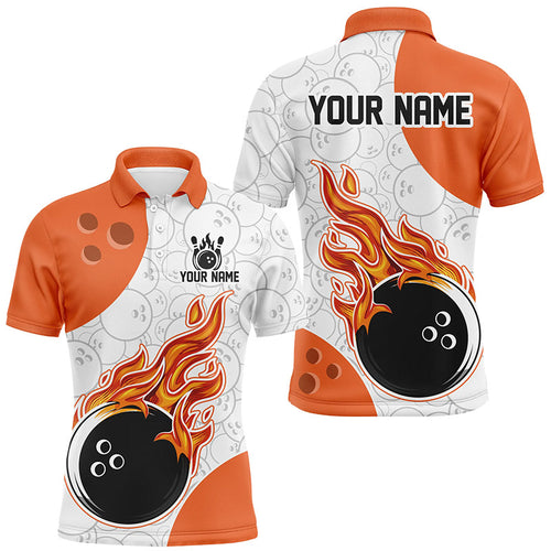 Flame Bowling Shirt Customized Orange Bowling Jerseys Team League Polo Bowling Shirt for Men QZT283