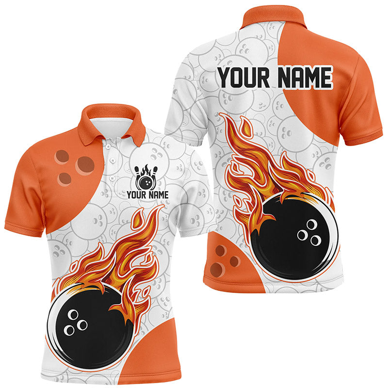 Flame Bowling Shirt Customized Orange Bowling Jerseys Team League Polo Bowling Shirt for Men QZT283