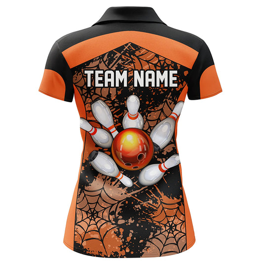 Orange Bowling Shirt for Women Spider Bowling Shirt Customized Polo Shirt Unisex QZT288