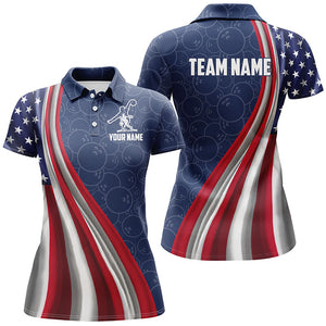 Personalized USA Bowling Shirts for Women Polo Patriotic Bowling Jersey QZT442