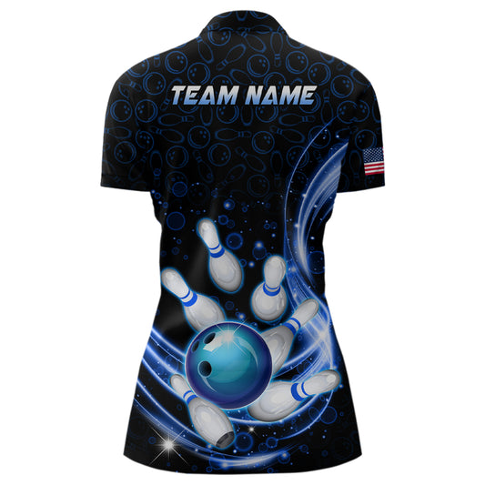 Personalized Camo Bowling Shirt for Women Custom Bowling Jersey Bowling Team League Quarter-Zip Shirt QZT251
