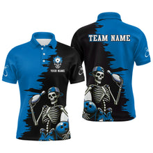 Load image into Gallery viewer, Personalized Skeleton Bowling Shirt for Men Skull Bowling Jersey Polo Bowling Shirt QZT407