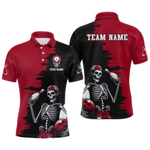 Load image into Gallery viewer, Personalized Skeleton Bowling Shirt for Men Skull Bowling Jersey Polo Bowling Shirt QZT407