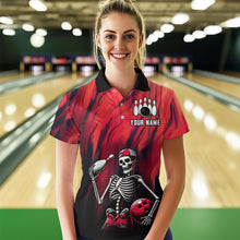 Load image into Gallery viewer, Black &amp; Red Bowling Team Shirt Custom Skull Polo Bowling Jersey for Men Women QZT605