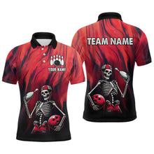 Load image into Gallery viewer, Black &amp; Red Bowling Team Shirt Custom Skull Polo Bowling Jersey for Men Women QZT605