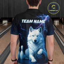 Load image into Gallery viewer, Custom Bowling Shirts for Men White Wolf Bowling Polo &amp; Quarter-Zip Jersey Thunder Bowling Outfit QZT701