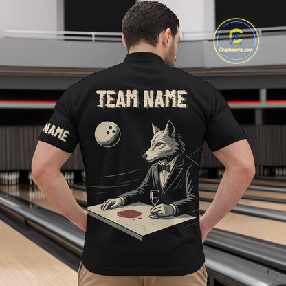 Personalized Black Wolf Bowling Jersey for Men Bowling Team Shirt Polo & 1/4-Zip Bowling Unisex QZT702