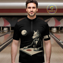 Load image into Gallery viewer, Personalized Black Wolf Bowling Jersey for Men Bowling Team Shirt Polo &amp; 1/4-Zip Bowling Unisex QZT702