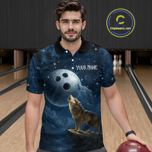 Load image into Gallery viewer, Custom Blue Bowling Shirt Wolf Bowling Team Jersey for Men Polo &amp; 1/4 Zip Bowling Outfit QZT703