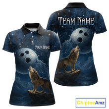 Load image into Gallery viewer, Custom Blue Bowling Shirt Wolf Bowling Team Jersey for Women Polo &amp; 1/4 Zip Bowling Outfit QZT703
