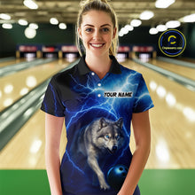 Load image into Gallery viewer, Custom Bowling Shirts for Women Thunder Bowling Jerseys Bowling Team League Polo &amp; Quarter-Zip QZT704