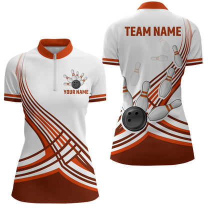 Personalized Women's Bowling Jersey Quarter Zip Bowling Team Shirts Bowling Gifts QZT502