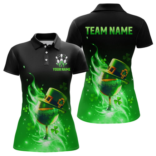 Custom Bowling Shirt Unisex Green Shamrock Lucky Clover Polo Bowling Jersey QZT624