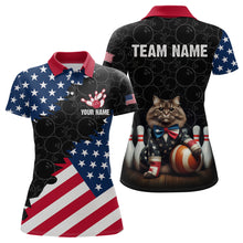 Load image into Gallery viewer, Personalized Patriotic Cat Bowling Shirt Polo American Bowling Jersey for Men Women QZT673