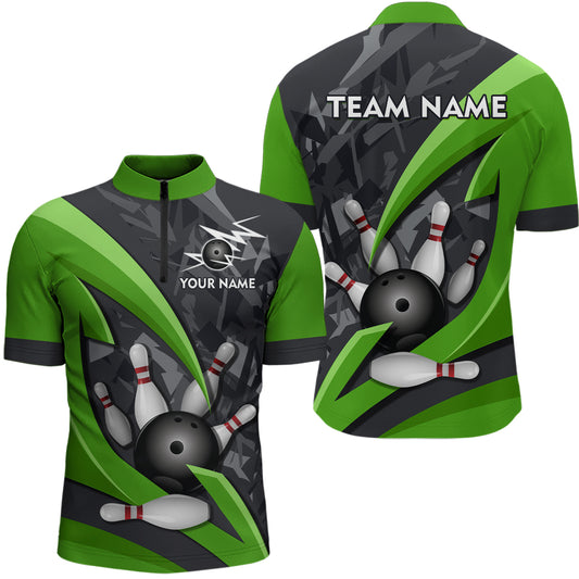 Custom 3D Bowling Team Shirts Multicolor Bowling Jersey for Men Quarter Zip QZT505