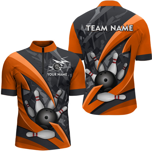 Custom 3D Bowling Team Shirts Multicolor Bowling Jersey for Men Quarter Zip QZT505