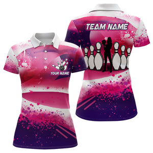 Camo Pink & White Bowling Shirts for Women Bowlwing Team Jersey Polo League QZT471