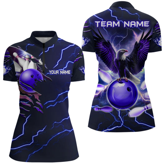 Personalized Women 1/4 Zip Eagle Bowling Shirts Bowling Team League QZT437