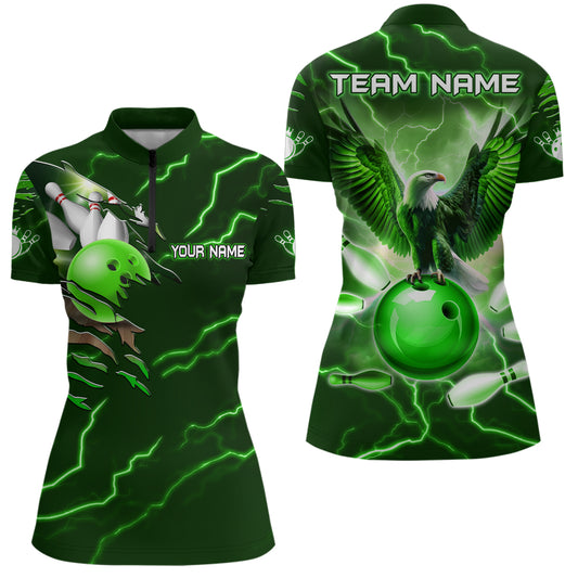 Personalized Women 1/4 Zip Eagle Bowling Shirts Bowling Team League QZT437