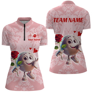 Custom Bowling Shirt for Couples 1/4 Zip Bowling Shirts Sympathy Shirt for Men Women QZT610