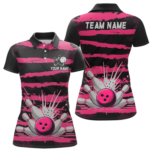 Women Camo Bowling Shirts Polo Custom Bowling Team Jersey League Multicolor QZT472