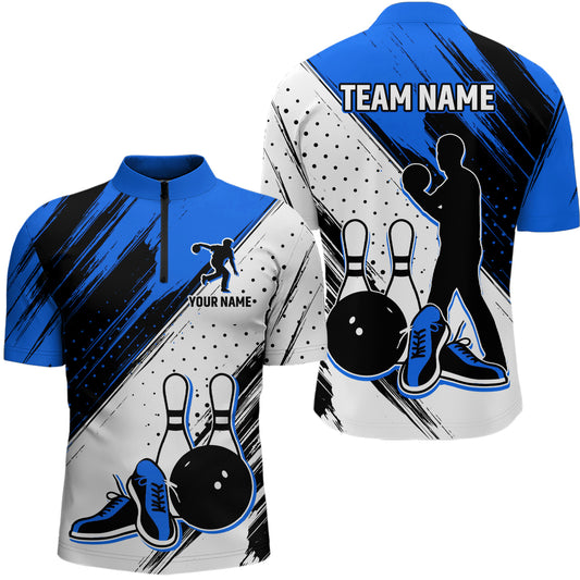 Personalized Men Quarter Zip Bowling Shirts Camo Bowling Team Jersey Multicolor QZT477
