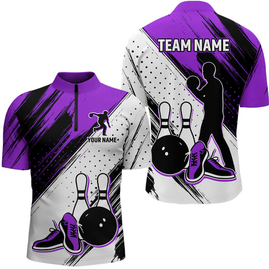 Personalized Men Quarter Zip Bowling Shirts Camo Bowling Team Jersey Multicolor QZT477