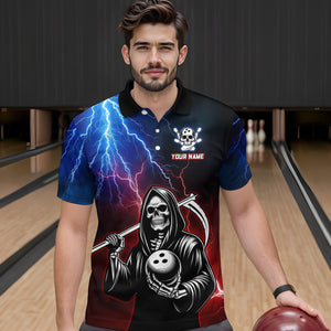 Thunder Bowling Shirt| Grim Reaper Bowling Jersey, Custom Bowling for Men Polo Bowling Shirt QZT405
