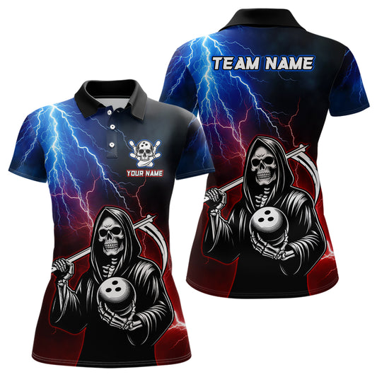 Thunder Bowling Shirt| Grim Reaper Bowling Jersey, Custom Bowling for Women, Polo Bowling Shirt QZT405