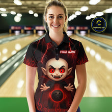 Load image into Gallery viewer, Custom Red Funny Vampire Thunder Bowling Shirt Polo &amp; 1/4-Zip Bowling League Jersey for Women Outfit QZT753