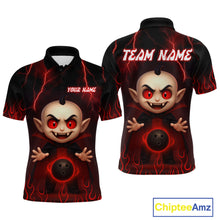 Load image into Gallery viewer, Custom Red Funny Vampire Thunder Bowling Shirt Polo &amp; 1/4-Zip Bowling League Jersey for Men Outfit QZT753