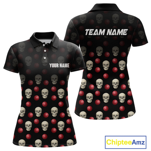 Skull Bowling Shirt Personalized Polo Bowling Team jersey Pattern Bowling League QZT690